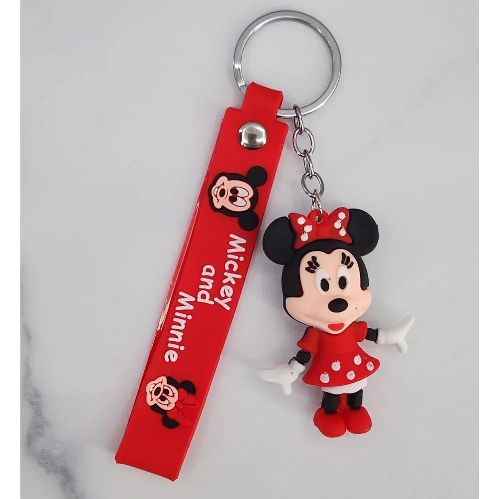 Disney's Minnie Mouse 3D Figure Keychain & Strap Bag Charm PVC Silicone Red